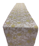 12" Wide x 90" Long Metallic Embroidery Lace Table Runner Wedding Decoration