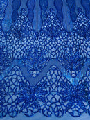 Feather Damask Shiny Sequin Design on a 4 Way Stretch mesh Fabric - Prom Night - Sold by The Yard. - New Creations Fabric & Foam Inc