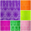 Feather Damask Shiny Sequin Design on a 4 Way Stretch mesh Fabric - Prom Night - Sold by The Yard. - New Creations Fabric & Foam Inc