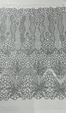 Feather Damask Shiny Sequin Design on a 4 Way Stretch mesh Fabric - Prom Night - Sold by The Yard. - New Creations Fabric & Foam Inc