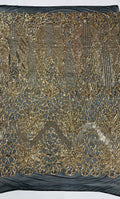Feather Damask Shiny Sequin Design on a 4 Way Stretch mesh Fabric - Prom Night - Sold by The Yard. - New Creations Fabric & Foam Inc
