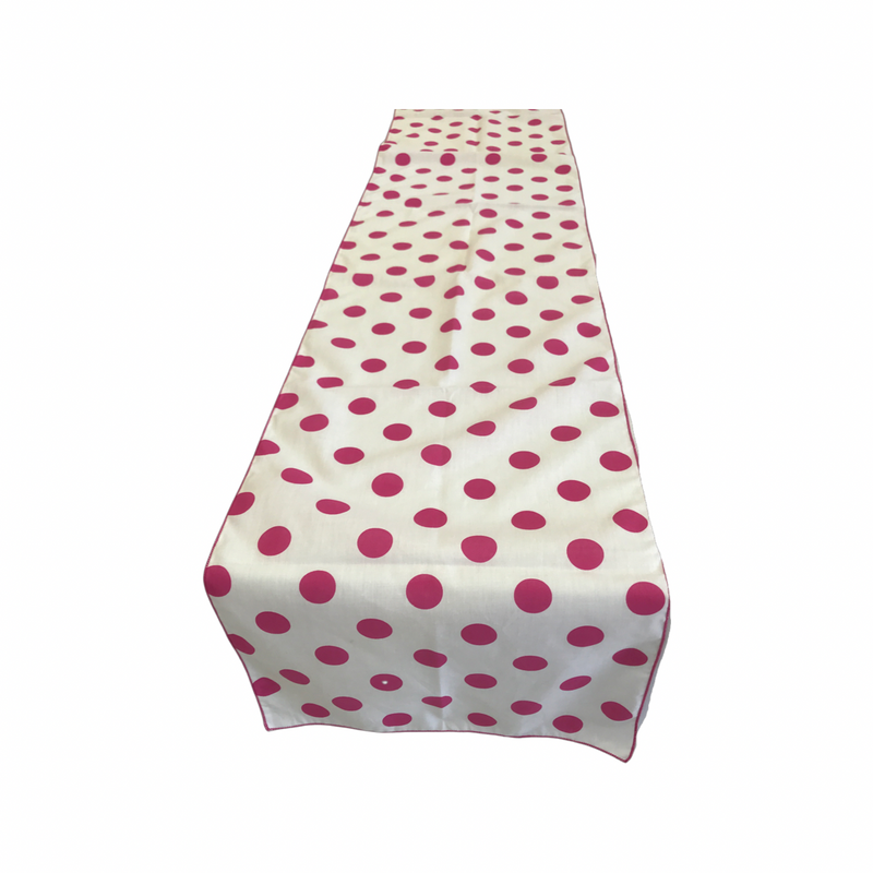 12" Wide x 72" Long, Polka Dot Print Broadcloth Poly Cotton Table Runner