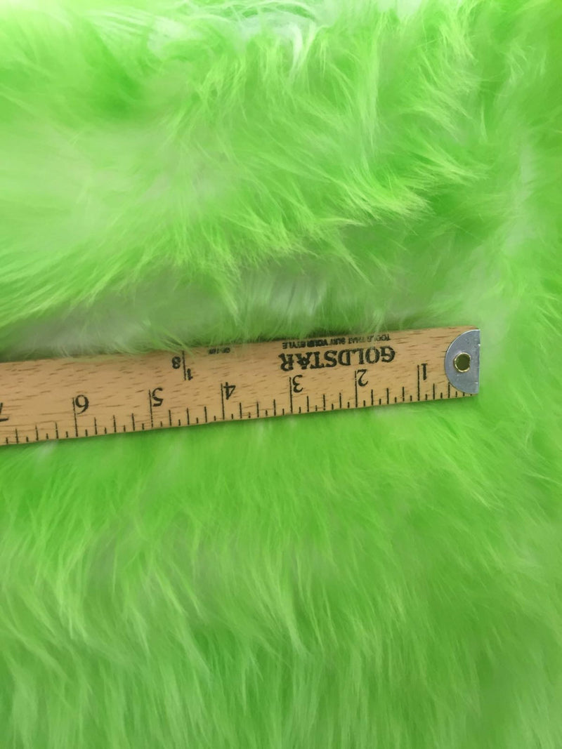 Lime/ off white cotton candy design shaggy faux fun fur- 2 tone super soft faux fur- yard