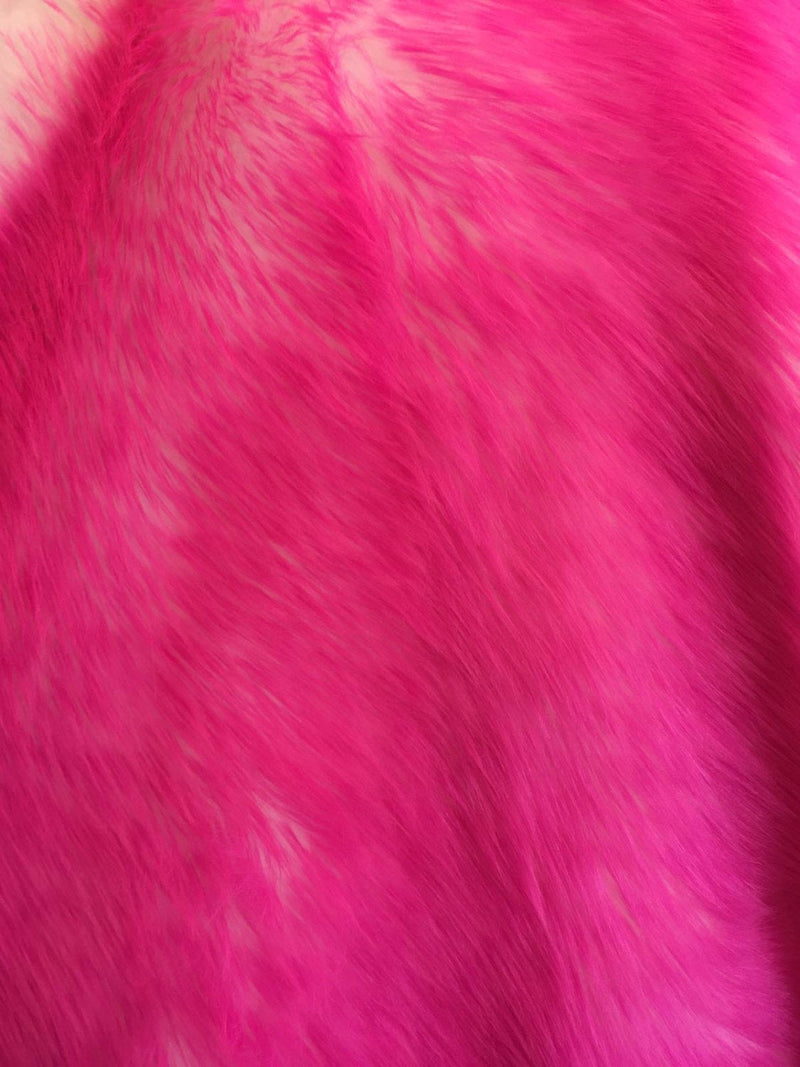 Fuchsia/ivory deluxe cotton candy design-shaggy fun faux fur-2tone super soft faux fur- sold by the yard.