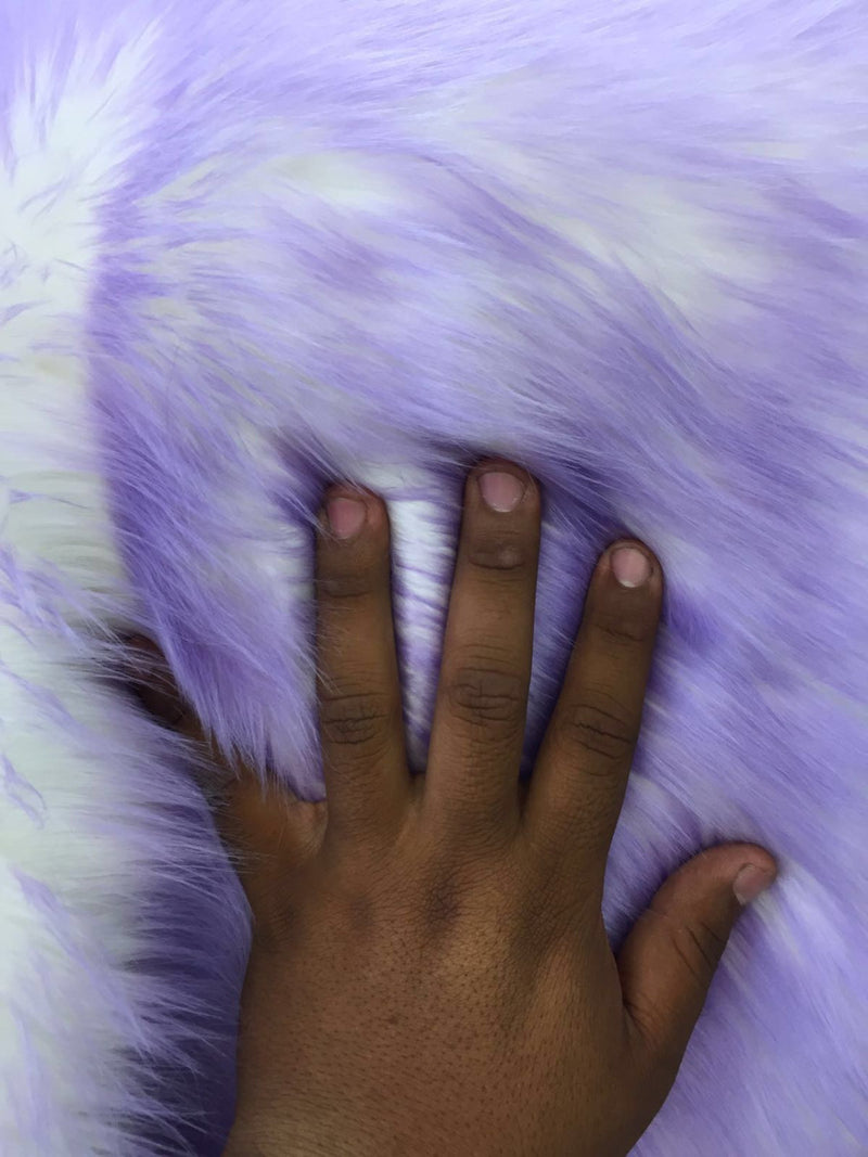 Lilac/ivory deluxe cotton candy design- shaggy faux fun fur- super soft faux fur- sold by the yard-