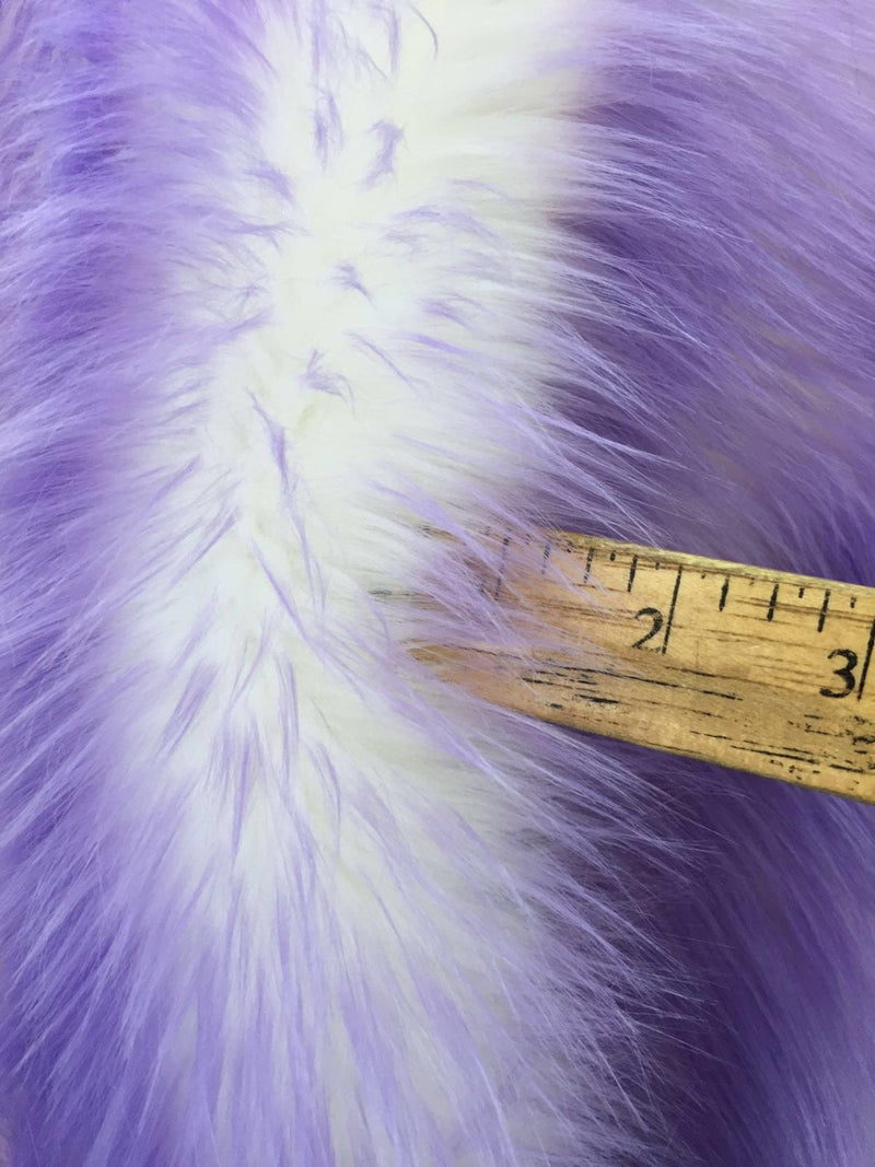Lilac/ivory deluxe cotton candy design- shaggy faux fun fur- super soft faux fur- sold by the yard-