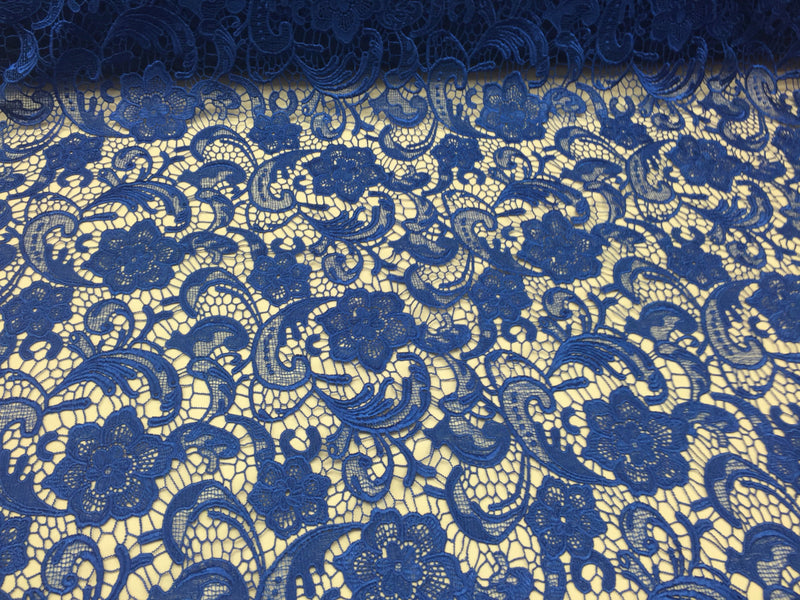 Fascinating Royal blue light weight guipure design-prom-nightgown-decorations-sold by the yard