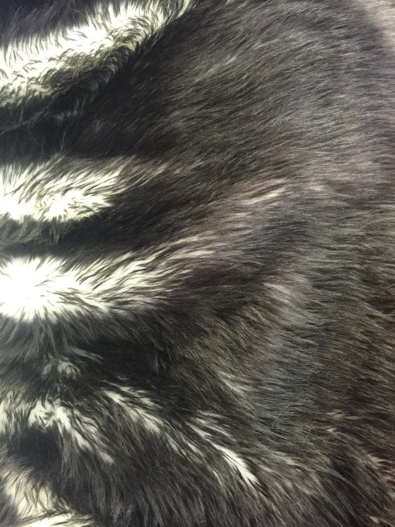 Black/of white cotton candy design-shaggy faux fun fur-2 tone super soft faux fur-sold by the yard-