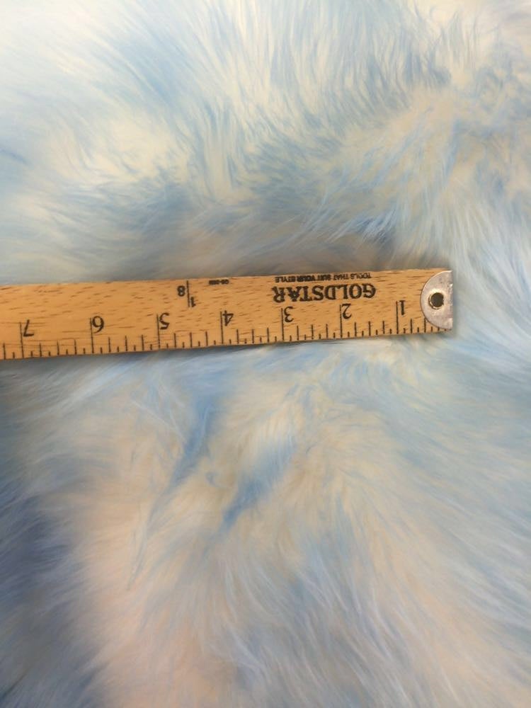 Light blue/ off white cotton candy design shaggy faux fun fur- 2 tone super soft faux fur- sold by yard