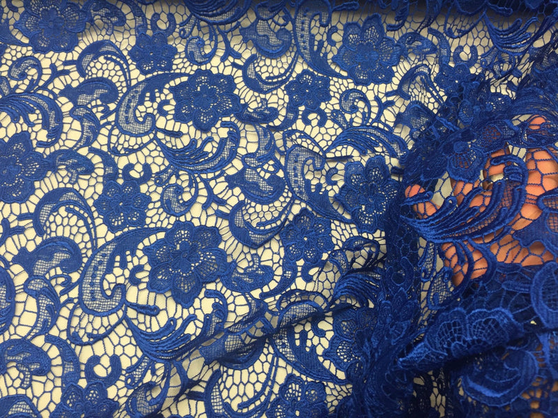 Fascinating Royal blue light weight guipure design-prom-nightgown-decorations-sold by the yard