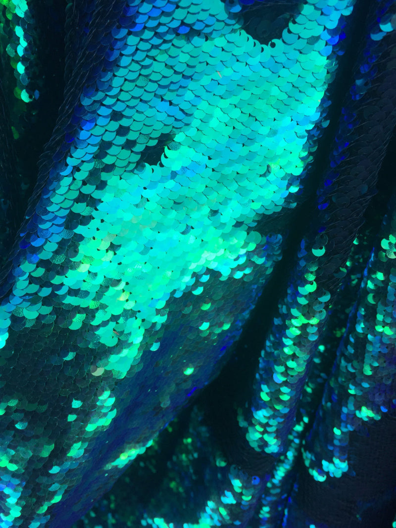 Green purple Multicolor Shinny mermaid fish scale 2way stretch flip flop fabric-prom-nightgown-decorations-sold by the yard.