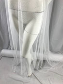 White English Netting with dots -wedding vails-bridal supply-58" wide-dresses-decorations-sold by the yard.