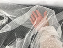 White English Netting with dots -wedding vails-bridal supply-58" wide-dresses-decorations-sold by the yard.