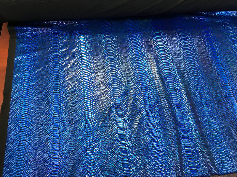 Royal blue iridescent snake skin print on a 2 way stretch nylon spandex Lycra-dresses-fashion-decorations-nightgown-sold by the yard.