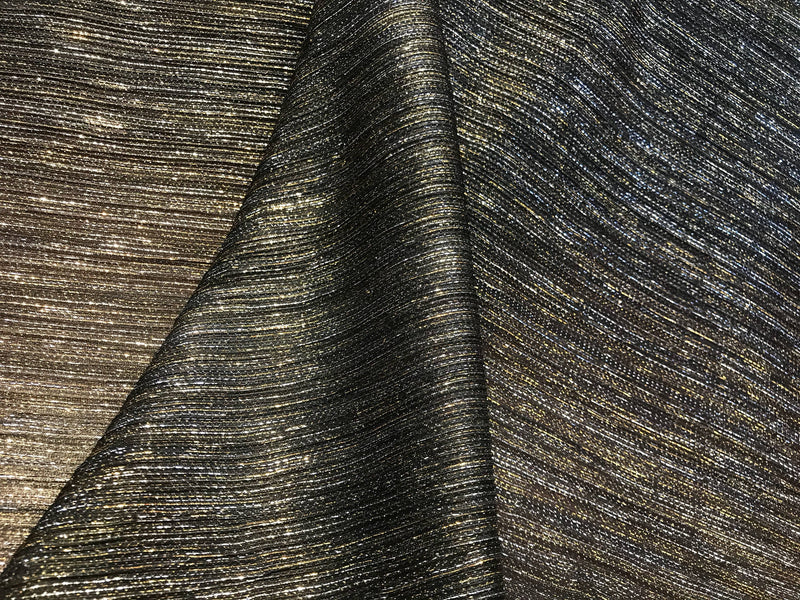 Black-silver-gold pleated metallic knitted sheer fabric-dresses-fashion-apparel-prom-nightgown-decorations-sold by the yard