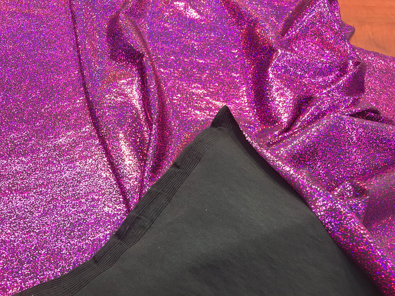 Fuchsia-black iridescent shattered glass design 4 way Stretch nylon spandex-leggings-baiting suits-apparel-fashion-sold by the yard.