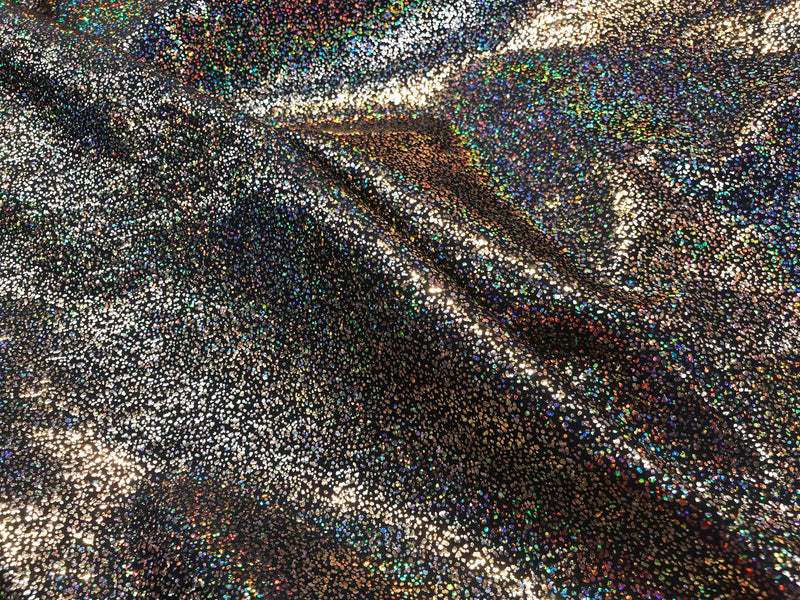 Gold-black iridescent shattered glass design 4 way Stretch nylon spandex-dresses-fashion-leggings-baiting suits-apparel-sold by the yard.