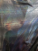 Iridescent snake skin print on a nylon 2 way stretch spandex lycra-cast play-fashion-sold by the yard-free shipping in the usa.