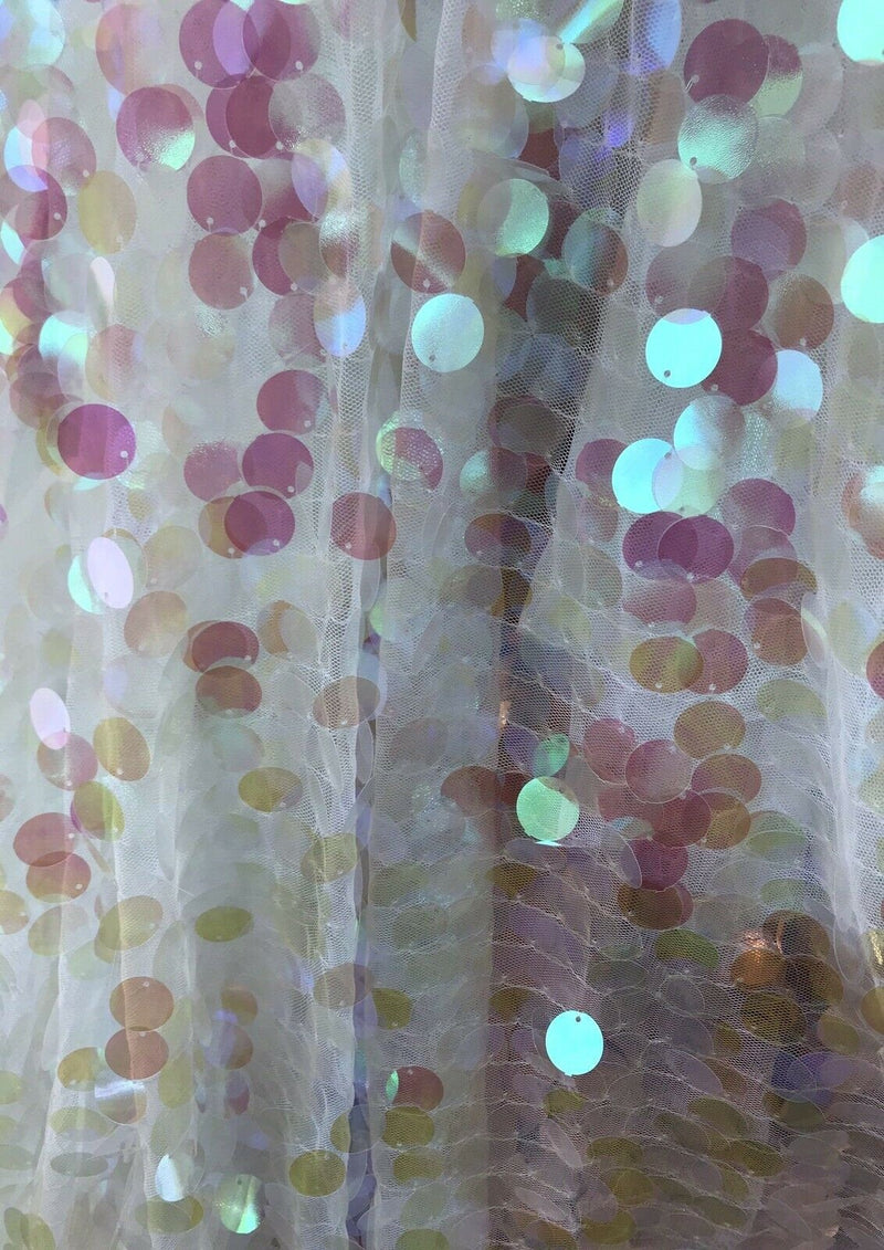 Fish Scale Paillette 18mm Mermaid Round Sequin Pearl Fabric By The Yard (50-54 INCHES 100% POLYESTER