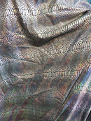 Iridescent snake skin print on a nylon 2 way stretch spandex lycra-cast play-fashion-sold by the yard-free shipping in the usa.