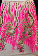 New!!! angel wings sequin design on a 4 way stretch mesh-prom-nightgown-by the yard-free shipping in the USA.