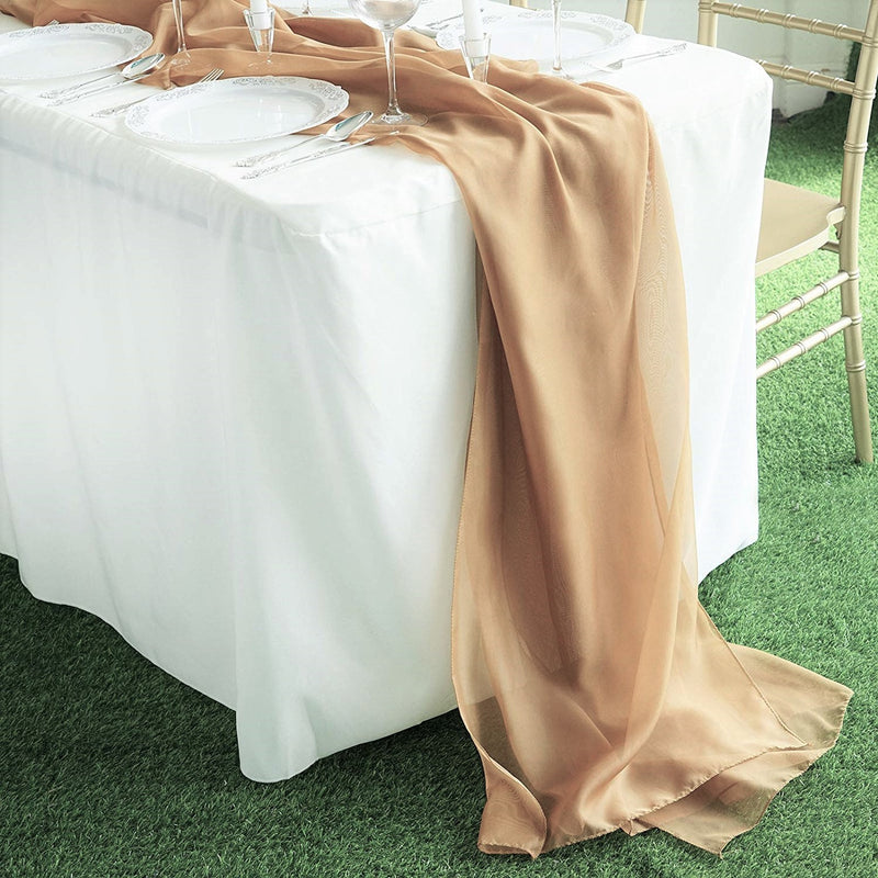 New Creations Fabric & Foam Inc, Chiffon Table Runner 27" Wide  by 120" Long Extra Long, Wedding Runners, Holiday Table Runners,