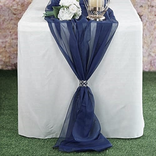 New Creations Fabric & Foam Inc, Chiffon Table Runner 18" by 180" Extra Long, Wedding Runners, Holiday Table Runners, Long Table Runners