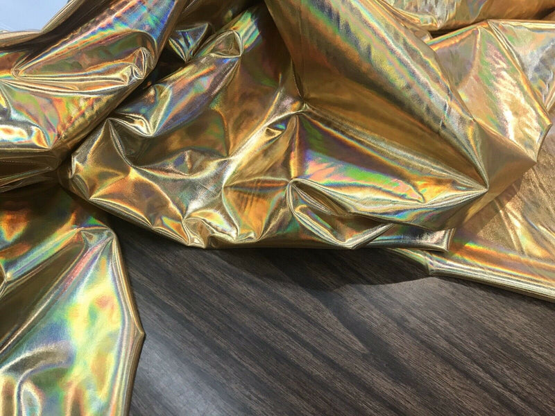 Reflective Hologram Vinyl Faux Leather  4 Way Stretch Dance Wear Spandex Fabric By Th Yard