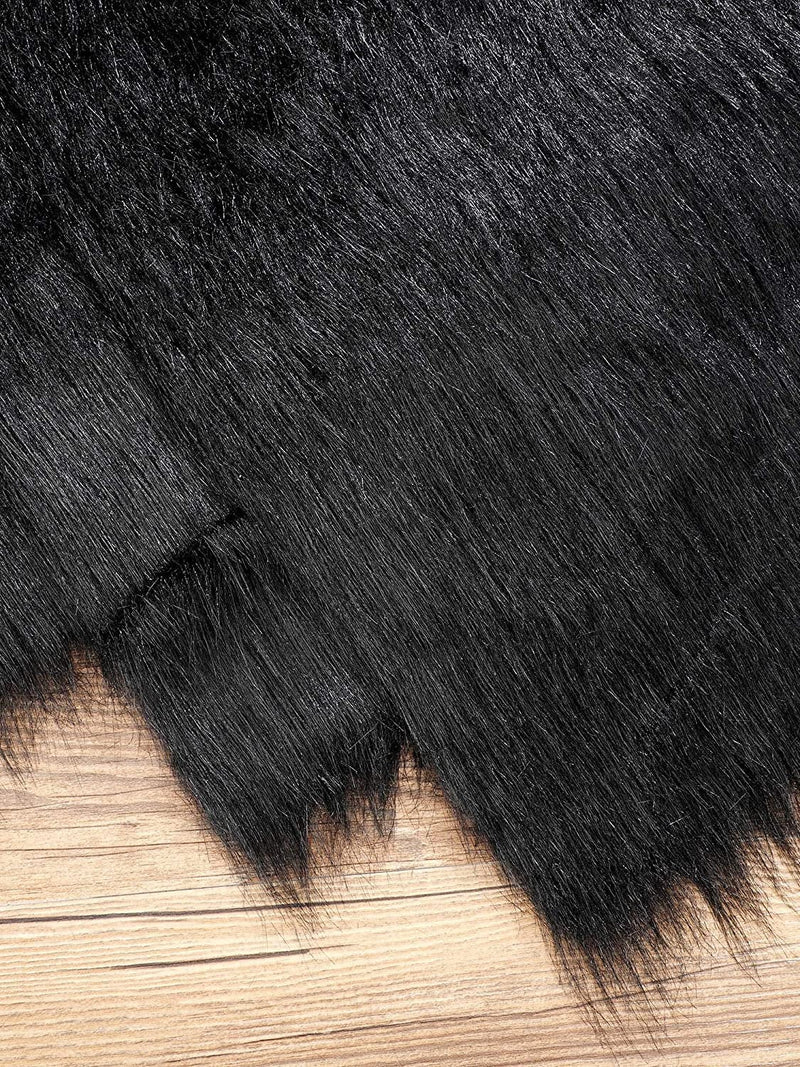 Black 60" Wide Shaggy Faux Fur Fabric, Sold By The Yard.