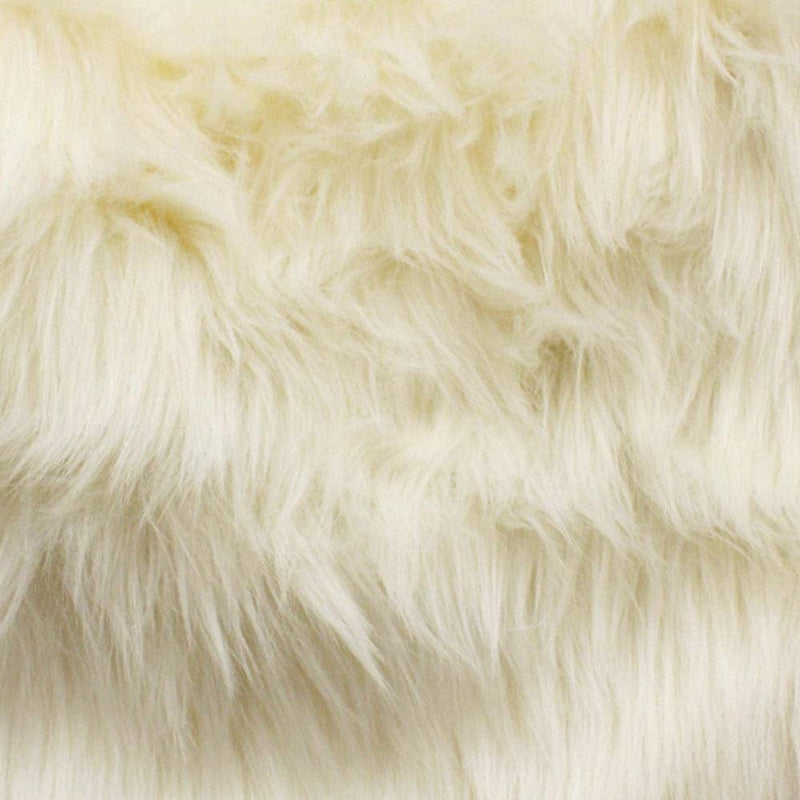 Ivory 60" Wide Shaggy Faux Fur Fabric, Sold By The Yard.