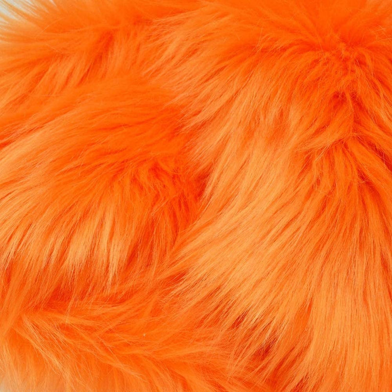 Orange 60" Wide Shaggy Faux Fur Fabric, Sold By The Yard.