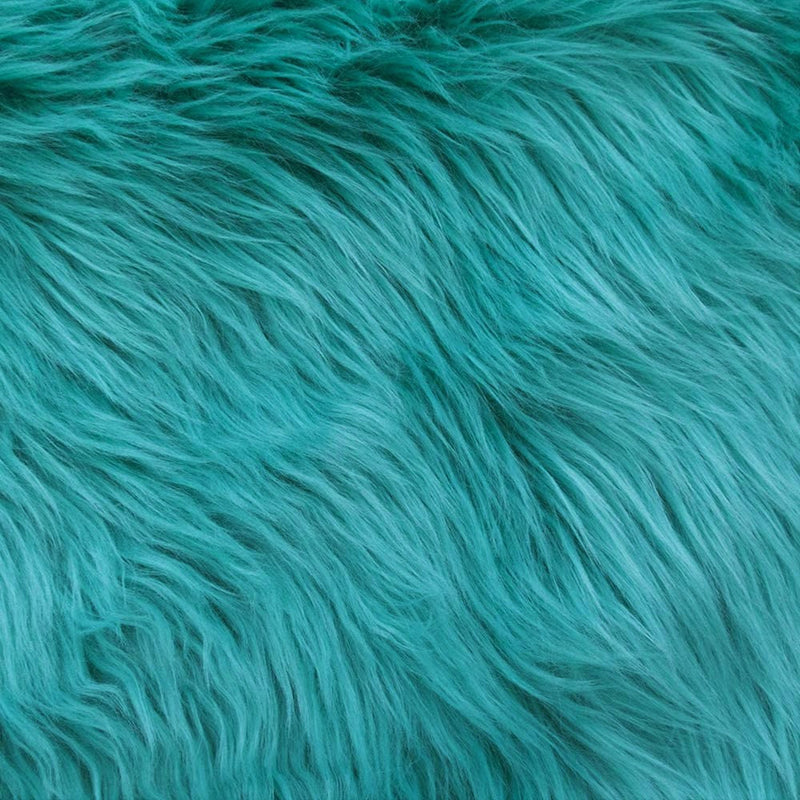 Turquoise Blue 60" Wide Shaggy Faux Fur Fabric, Sold By The Yard.