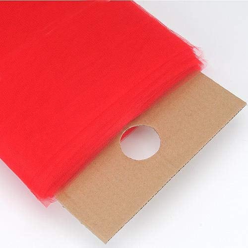 Red 54" Wide by 40 Yards Long (120 Feet) Polyester Tulle Fabric Bolt, for Wedding and Decoration.