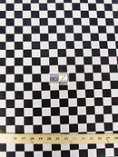 Black White 1 inch Square Checkered Print Poly Cotton Fabric 58"/59" Wide Sold by The Yard