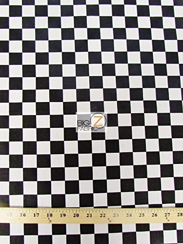 Black White 1 inch Square Checkered Print Poly Cotton Fabric 58"/59" Wide Sold by The Yard