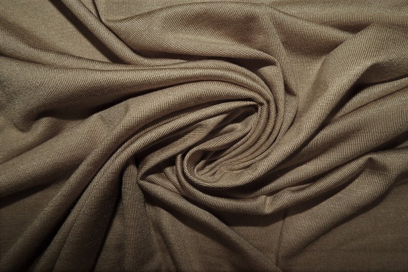 Khaki 58/60" Wide, 95% Cotton 5 percent Spandex, Cotton Jersey Spandex Knit Blend, 4 Way Stretch Fabric Sold By The Yard.
