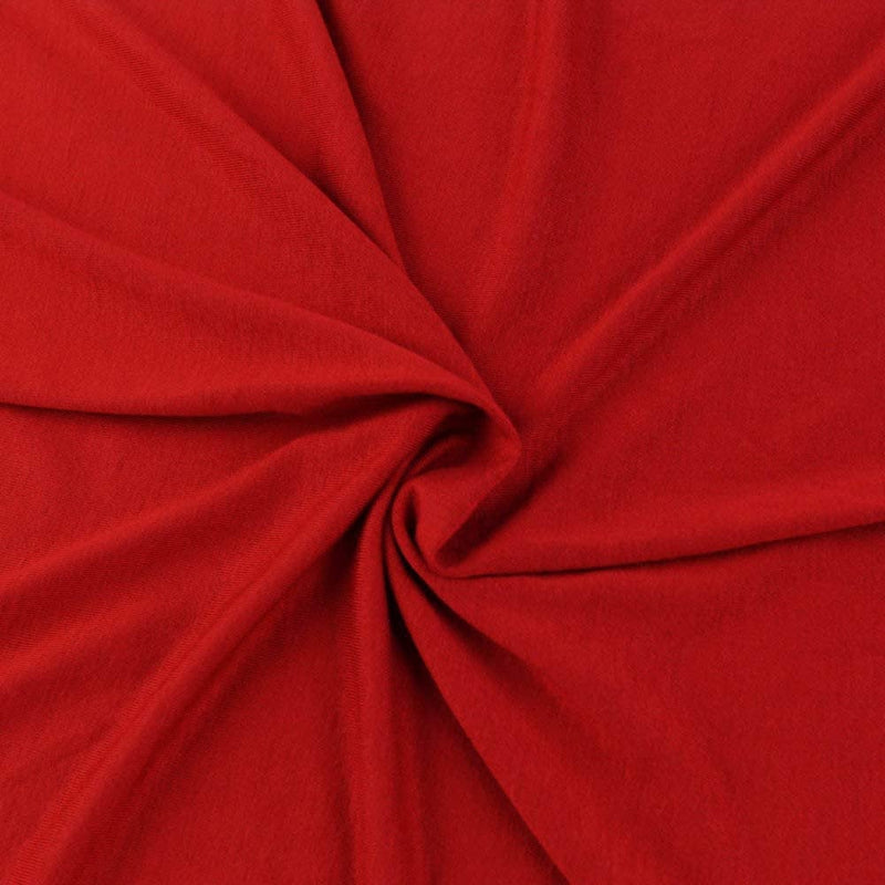 Red 58/60" Wide, 95% Cotton 5 percent Spandex, Cotton Jersey Spandex Knit Blend, 4 Way Stretch Fabric Sold By The Yard.