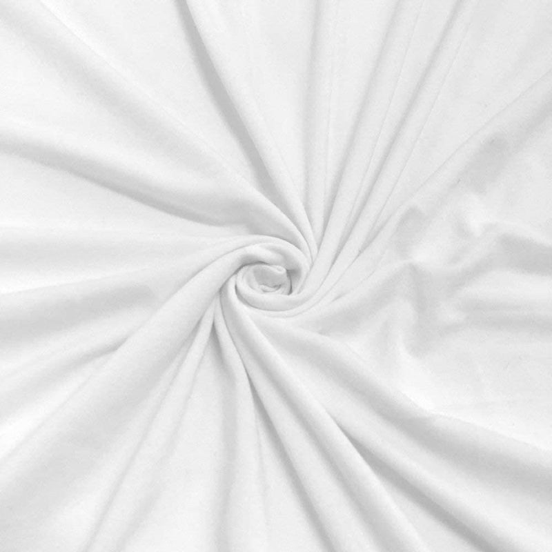 White 58/60" Wide, 95% Cotton 5 percent Spandex, Cotton Jersey Spandex Knit Blend, 4 Way Stretch Fabric Sold By The Yard.