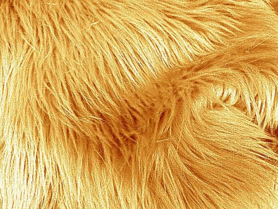 Gold 60" Wide Shaggy Faux Fur Fabric, Sold By The Yard.