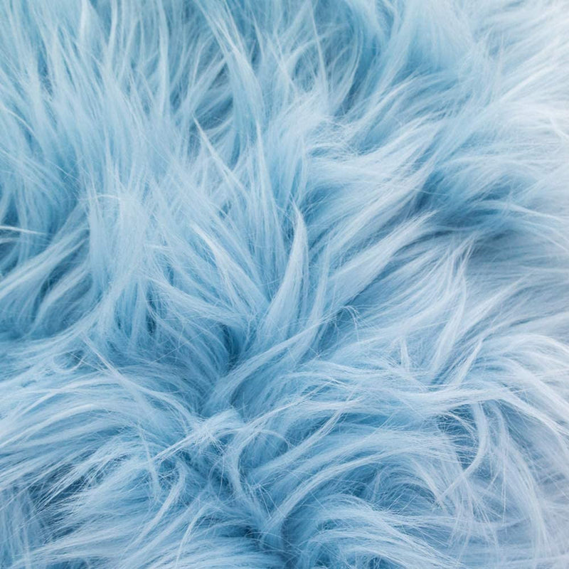 Light Blue 60" Wide Shaggy Faux Fur Fabric, Sold By The Yard.