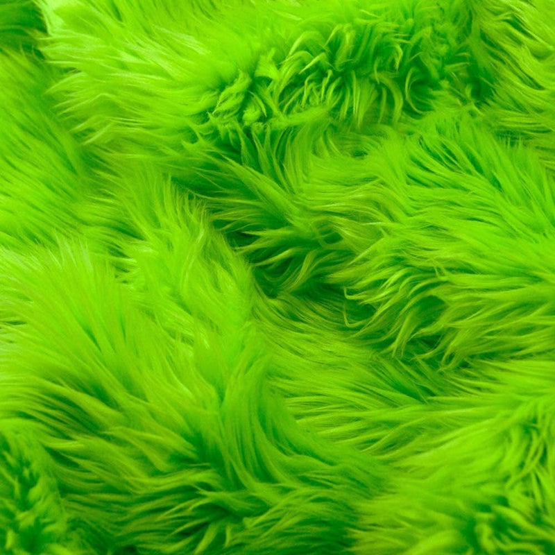 Lime Green 60" Wide Shaggy Faux Fur Fabric, Sold By The Yard.