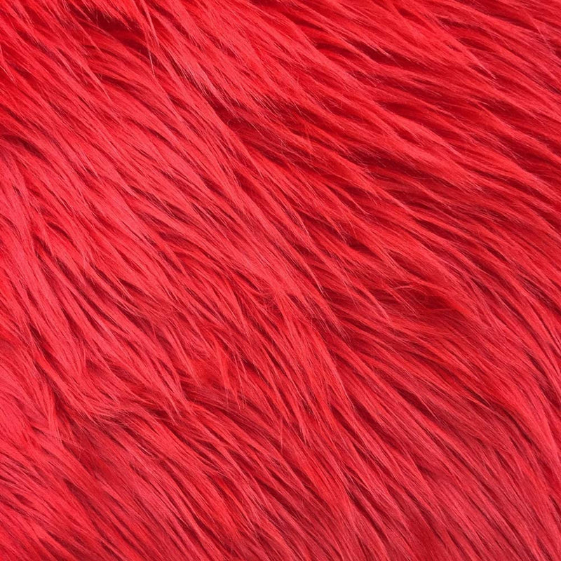 Red 60" Wide Shaggy Faux Fur Fabric, Sold By The Yard.