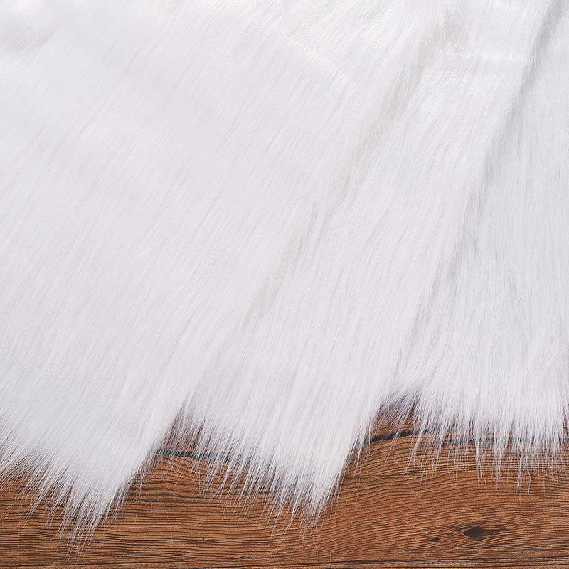 White 60" Wide Shaggy Faux Fur Fabric, Sold By The Yard.