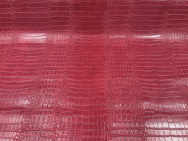 Coral 53/54" Wide Gator Fake Leather Upholstery, 3-D Crocodile Skin Texture Faux Leather PVC Vinyl Fabric Sold By The Yard.