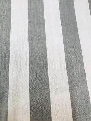 Silver White 60" Wide by 1" Stripe Poly Cotton Fabric Sold By The Yard.