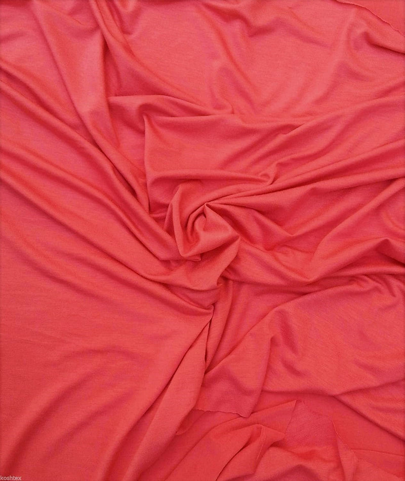Coral 58/60" Wide, 95% Cotton 5 percent Spandex, Cotton Jersey Spandex Knit Blend, 4 Way Stretch Fabric Sold By The Yard.