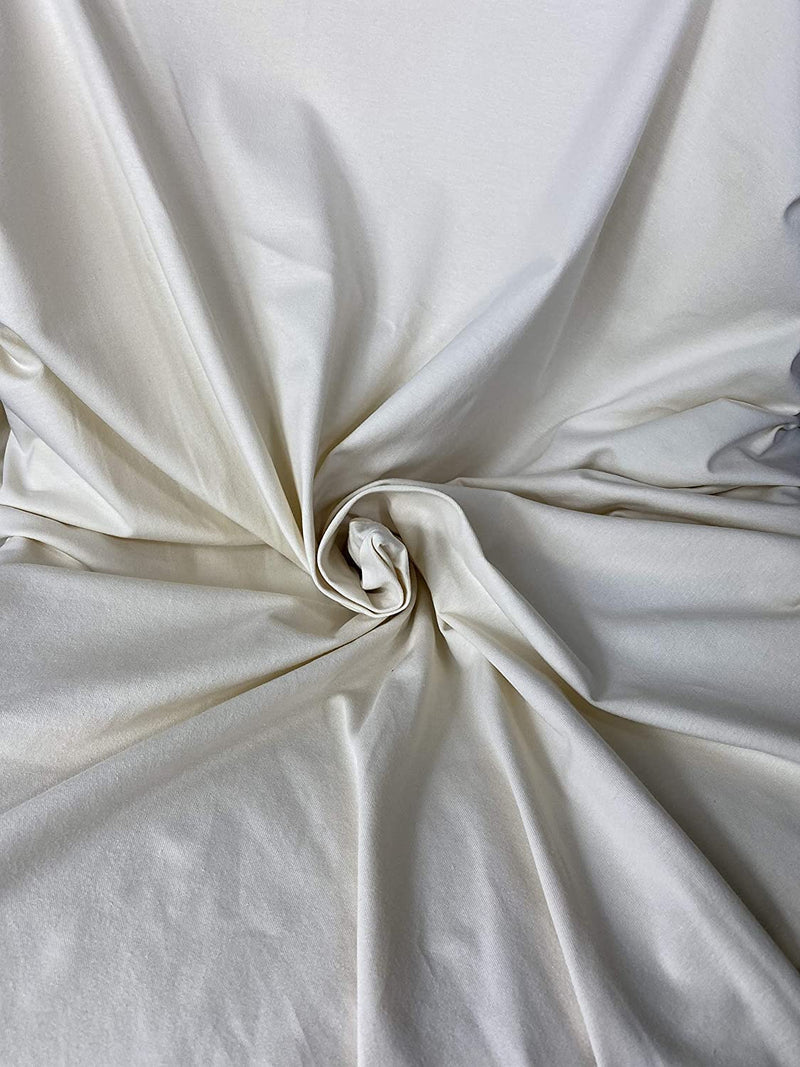 Ivory 58/60" Wide, 95% Cotton 5 percent Spandex, Cotton Jersey Spandex Knit Blend, 4 Way Stretch Fabric Sold By The Yard.