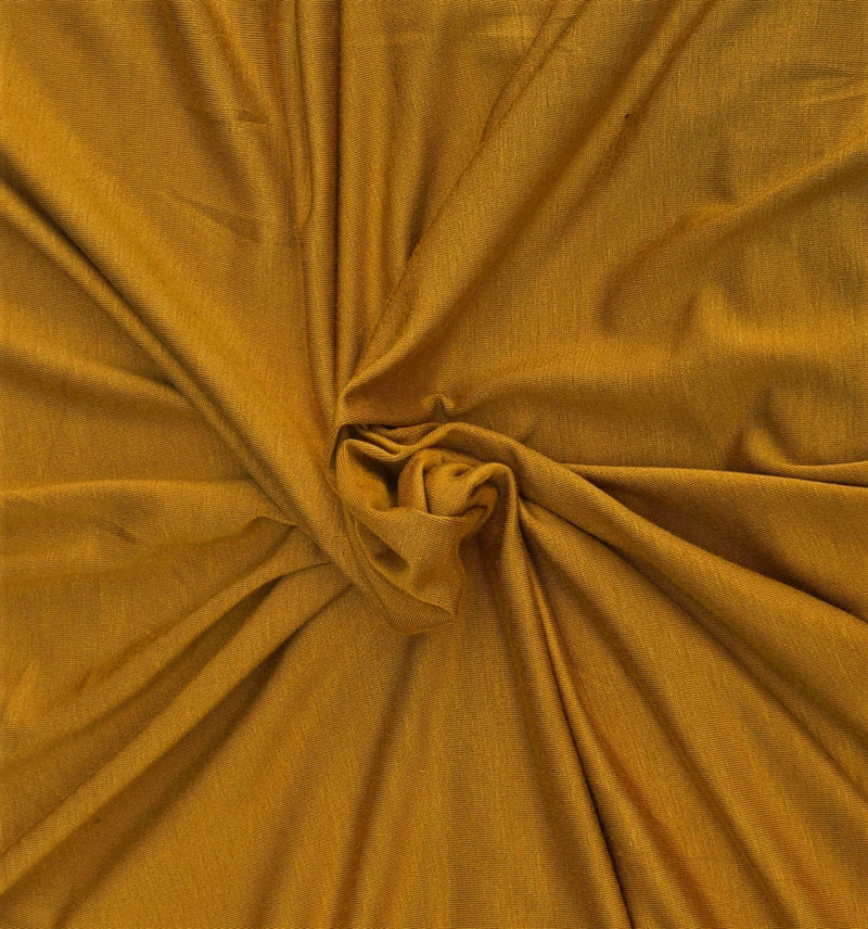 Mustard Gold 58/60" Wide, 95% Cotton 5 percent Spandex, Cotton Jersey Spandex Knit Blend, 4 Way Stretch Fabric Sold By The Yard.