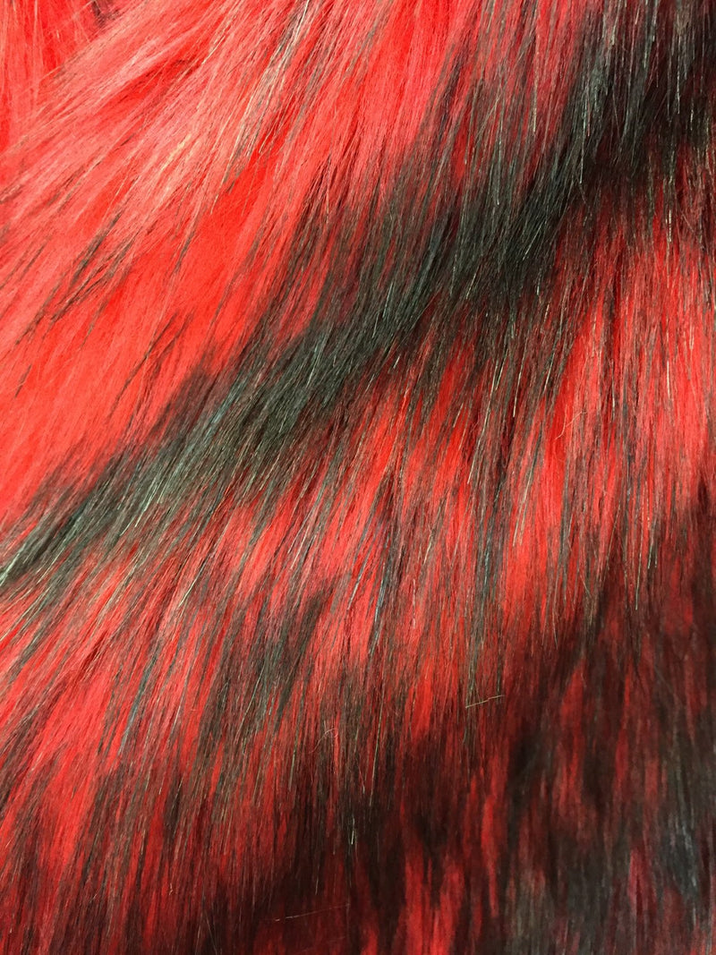 Red Shaggy Faux Fur Upholstery Fabric Yard 60 Wide 