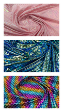 MERMAID FISH FOIL SPANDEX FABRIC (by the yard)